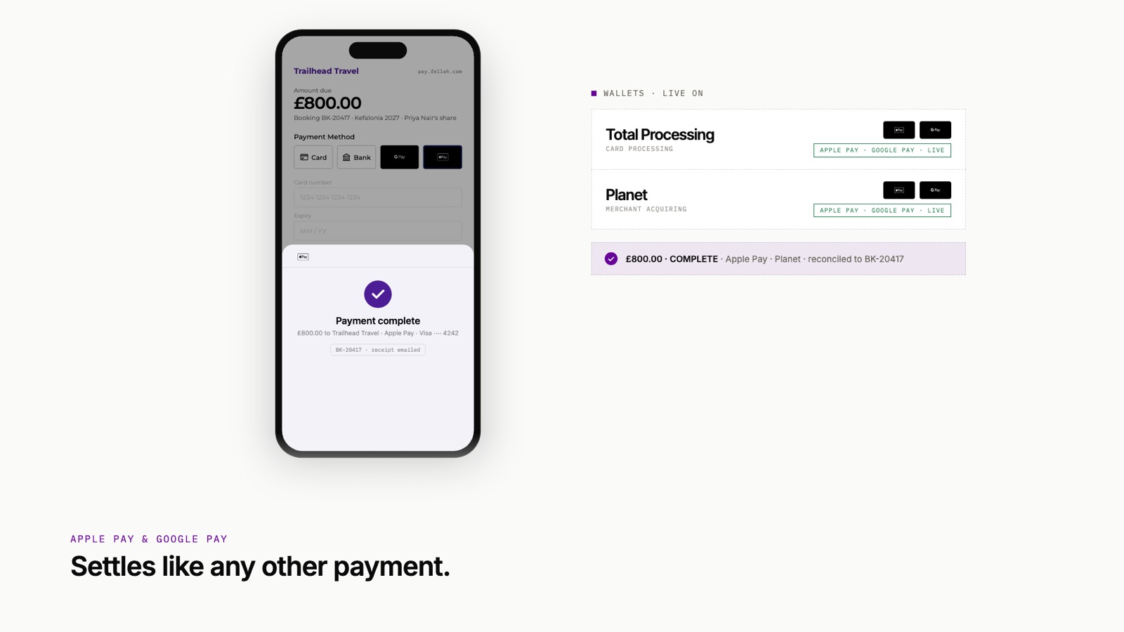 Apple Pay and Google Pay on the felloh payment page