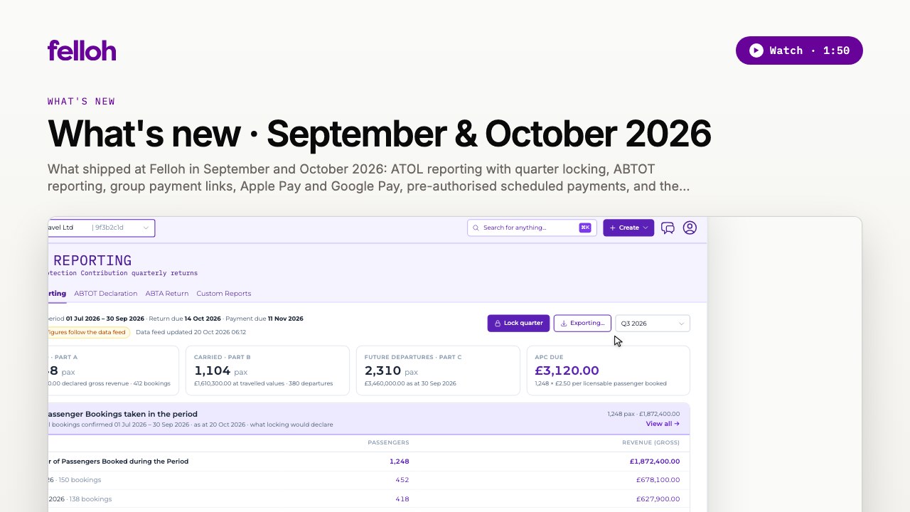 What's new at felloh, September and October 2026
